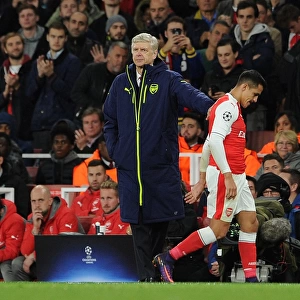 Arsene Wenger Consoles Substituted Alexis Sanchez during Arsenal vs Ludogorets Champions League Match, 2016