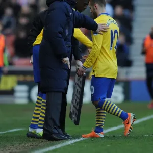 Arsene Wenger Consoles Substituted Jack Wilshere: Stoke City vs. Arsenal, Premier League 2013-14