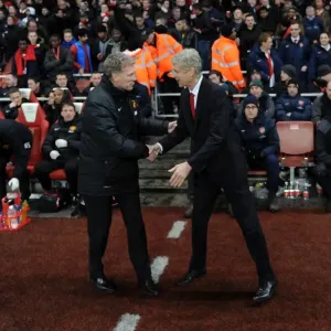 Arsene Wenger and David Moyes Pre-Match Handshake: Arsenal vs Manchester United, Premier League 2013-14
