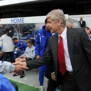 Arsene Wenger and Eddie Niedzwiecki Pre-Match Handshake: Queens Park Rangers vs. Arsenal, Premier League 2011-2012