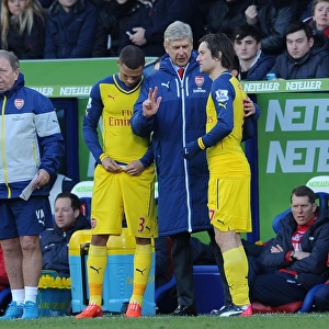 Arsene Wenger Gives Instructions to Rosicky and Gibbs: Crystal Palace vs Arsenal, Premier League 2014-15