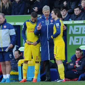 Arsene Wenger Gives Instructions to Rosicky and Gibbs: Crystal Palace vs Arsenal, Premier League 2014-15 Arsene Wenger Gives Instructions to Rosicky and Gibbs: Crystal Palace vs Arsenal, Premier League 2014-15