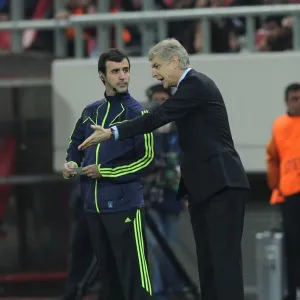 Arsene Wenger: Intense Conversation with Fourth Official during Olympiacos vs. Arsenal, UEFA Champions League (December 2011)