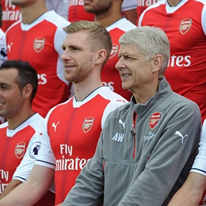 Arsene Wenger and Laurent Koscielny at Arsenal 1st Team Squad Photocall (2016-17)