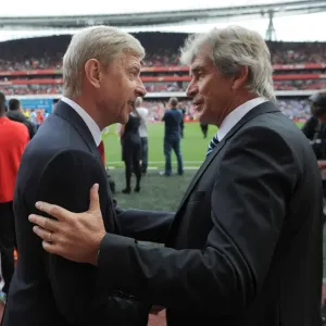 Arsene Wenger and Manuel Pellegrini Pre-Match Handshake: Arsenal vs Manchester City, 2014-15 Premier League
