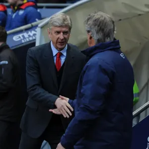 Arsene Wenger and Manuel Pellegrini: Pre-Match Handshake at Manchester City vs Arsenal (2014-15)