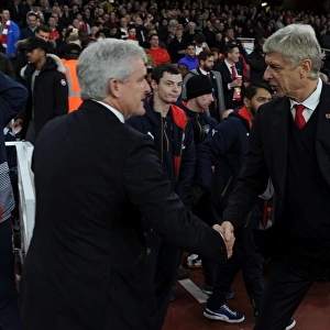 Arsene Wenger and Mark Hughes Pre-Match Handshake: Arsenal vs Stoke City, Premier League 2016-17