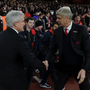 Arsene Wenger and Mark Hughes Pre-Match Handshake: Arsenal vs Stoke City, Premier League 2016-17