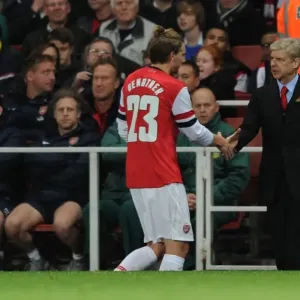 Arsene Wenger and Nicklas Bendtner: A Moment After Substitution - Arsenal vs Chelsea, Capital One Cup 2013-14 Arsene Wenger and Nicklas Bendtner: A Moment After Substitution - Arsenal vs Chelsea, Capital One Cup 2013-14