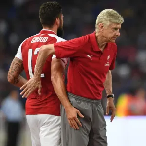 Arsene Wenger and Olivier Giroud: Arsenal vs. Chelsea Pre-Season Clash in Beijing, 2017