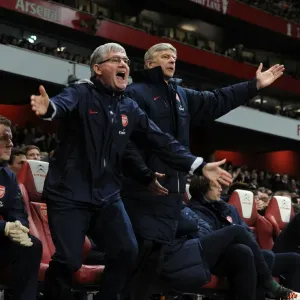 Arsene Wenger and Pat Rice: Arsenal's Dynamic Duo during the 2011-2012 Season (Arsenal v Wolverhampton Wanderers)