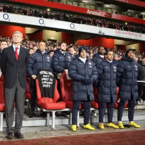Arsene Wenger and Pat Rice Lead Silence for Haiti Disaster at Arsenal's Emirates Stadium Amidst 4:2 Victory over Bolton Wanderers, Barclays Premier League (2010) Arsene Wenger and Pat Rice Lead Silence for Haiti Disaster at Arsenal's Emirates Stadium Amidst 4:2 Victory over Bolton Wanderers, Barclays Premier League (2010)