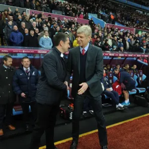 Arsene Wenger and Remi Garde: Pre-Match Handshake, Aston Villa vs. Arsenal, Premier League 2015-16 Arsene Wenger and Remi Garde: Pre-Match Handshake, Aston Villa vs. Arsenal, Premier League 2015-16