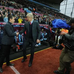 Arsene Wenger and Remi Garde: Pre-Match Handshake Before Aston Villa vs. Arsenal, Premier League 2015-16 Arsene Wenger and Remi Garde: Pre-Match Handshake Before Aston Villa vs. Arsenal, Premier League 2015-16