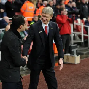Arsene Wenger and Roberto Martinez Pre-Match Handshake: Arsenal vs. Everton, Premier League, 2013 Arsene Wenger and Roberto Martinez Pre-Match Handshake: Arsenal vs. Everton, Premier League, 2013