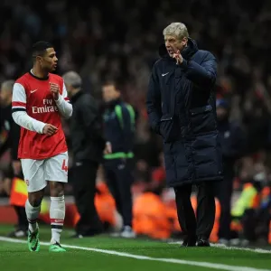 Arsene Wenger Speaks with Serge Gnabry during Intense Arsenal vs. Tottenham FA Cup Clash Arsene Wenger Speaks with Serge Gnabry during Intense Arsenal vs. Tottenham FA Cup Clash