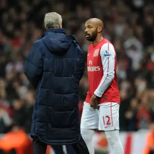Arsene Wenger Speaks with Thierry Henry during Arsenal's FA Cup Clash against Leeds United (2011-12) Arsene Wenger Speaks with Thierry Henry during Arsenal's FA Cup Clash against Leeds United (2011-12)