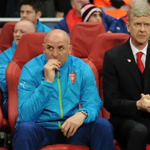 Arsene Wenger and Steve Bould: Focused United Before Arsenal's Champions League Clash (Arsenal v Anderlecht, 2014/15) Arsene Wenger and Steve Bould: Focused United Before Arsenal's Champions League Clash (Arsenal v Anderlecht, 2014/15)