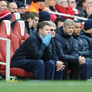 Arsene Wenger and His Team: Assistant Manager Pat Rice and Physio Colin Lewin Celebrate Arsenal's 2:1 FA Cup Victory over Huddersfield Town