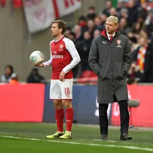 Arsene Wenger Watching on as Nacho Monreal Prepares to Throw-In at Arsenal v Manchester City Carabao Cup Final Arsene Wenger Watching on as Nacho Monreal Prepares to Throw-In at Arsenal v Manchester City Carabao Cup Final