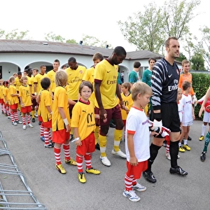 The Arsenla team line up before the match. SC Neusiedl 0: 4 Arsenal, Sportzentrum Neusiedl