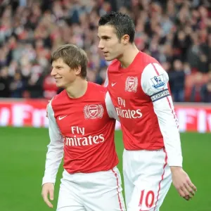 Arshavin and van Persie: Pre-Match Focus at Arsenal's Emirates Stadium (Arsenal v Queens Park Rangers, 2011-12)