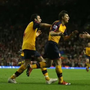 Arshavin's Hat-Trick: Nasri and Fabregas in Triumphant Celebration vs. Liverpool (4-4), 2009