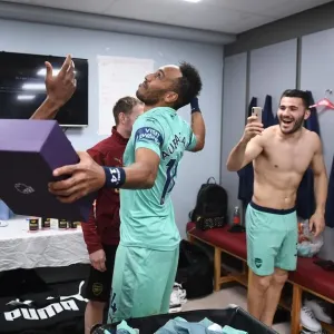 Aubameyang Celebrates Golden Boot Win Print
