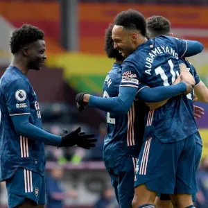 Aubameyang and Saka's Goal Celebration: Burnley vs Arsenal, 2021 Premier League