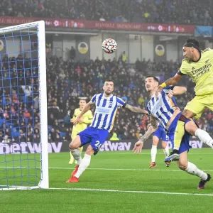 Aubameyang vs. Dunk: Intense Clash in Brighton & Hove Albion vs. Arsenal Premier League Match