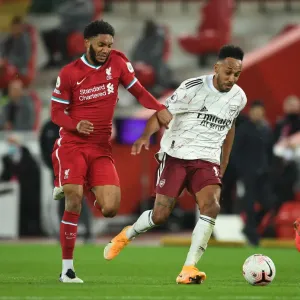 Aubameyang vs. Gomez Print, 2020-21 Premier League Clash at Anfield Aubameyang vs. Gomez Print, 2020-21 Premier League Clash at Anfield