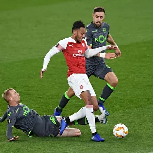 Aubameyang vs Mathieu: Intense Moment in Arsenal's Europa League Clash with Sporting CP