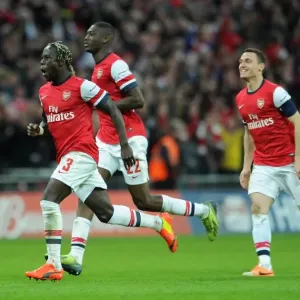 Bacary Sagna (Arsenal) celebrates winning the penalty shoot out. Arsenal 1: 1 Wigan Athletic Bacary Sagna (Arsenal) celebrates winning the penalty shoot out. Arsenal 1: 1 Wigan Athletic