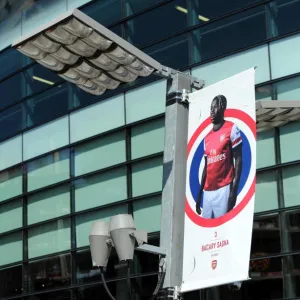 Bacary Sagna banner outside the stadium. Arsenal 0: 0 Sunderland. Barclays Premier League