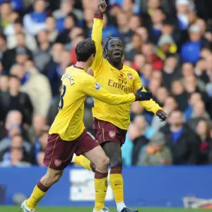 Bacary Sagna celebrates scoring the 1st Arsenal goal Print