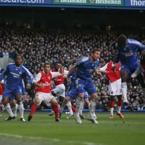 Bacary Sagna (far right) scores Arsenals goal past Carlo Cudicini (Chelsea)