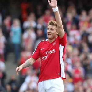 Print of Nicklas Bendtner scoring Arsenal's 6th goal in a Premier League match Print of Nicklas Bendtner scoring Arsenal's 6th goal in a Premier League match