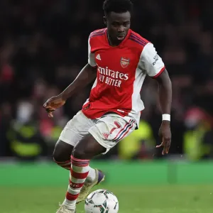 Bukayo Saka in Action: Arsenal vs. Liverpool - Carabao Cup Semi-Final Showdown Bukayo Saka in Action: Arsenal vs. Liverpool - Carabao Cup Semi-Final Showdown