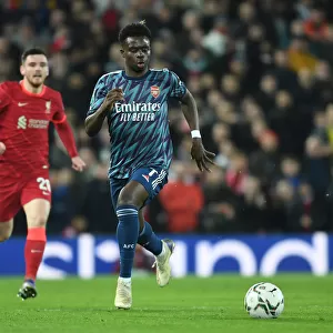Bukayo Saka in Action: Arsenal vs. Liverpool - Carabao Cup Semi-Final