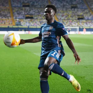Bukayo Saka in Action: Arsenal's Europa League Battle against Villarreal, Spain (2020-21)