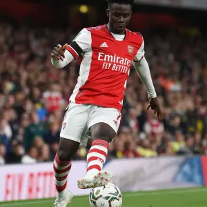 Bukayo Saka in Action: Arsenal's Star Performer Against AFC Wimbledon in Carabao Cup 2021-22