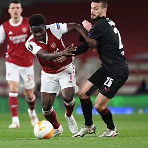 Bukayo Saka in Empty Emirates Stadium: Arsenal's Lone Warrior in Europa League Quarterfinal vs Slavia Praha, London, 2021