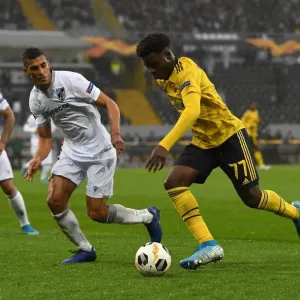 Bukayo Saka Faces Off Against Victor Garcia: Vitoria Guimaraes vs. Arsenal, UEFA Europa League, Group F (November 2019) Bukayo Saka Faces Off Against Victor Garcia: Vitoria Guimaraes vs. Arsenal, UEFA Europa League, Group F (November 2019)