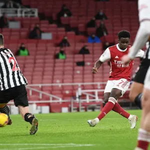 Bukayo Saka Scores Arsenal's Second Goal Against Newcastle United in Empty Emirates Stadium (2020-21)