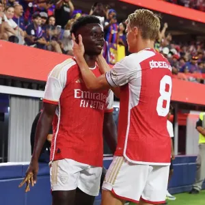 Bukayo Saka Scores First Arsenal Goal Against Barcelona: 2023-24 Pre-Season Victory at SoFi Stadium