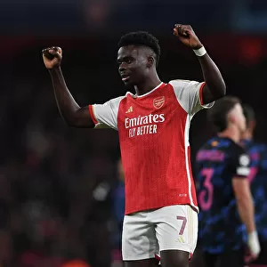 Bukayo Saka Scores His Second Goal: Arsenal Takes 2-0 Lead Against Sevilla in UEFA Champions League (2023/24)