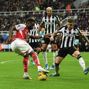 Bukayo Saka Takes on Kieran Trippier: Intense Battle at St. James Park - Arsenal vs Newcastle United (2023-24)