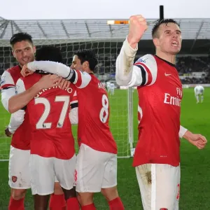 Carl Jenkinson: Arsenal's Exultant Moment as Gervinho Scores the Second Goal vs Swansea City, Premier League 2012-13 Carl Jenkinson: Arsenal's Exultant Moment as Gervinho Scores the Second Goal vs Swansea City, Premier League 2012-13