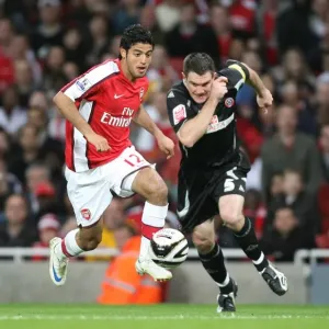 Print of Carlos Vela in action during the 2008 Carling Cup match