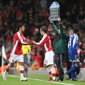 Carlos Vela (Arsenal) is replaced by substitute Jack Wilshere